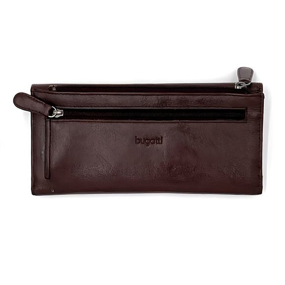 Bugatti Women’s Brown Leather RFID Trifold Wallet 26 Slot Organizer Minimalist - Picture 2 of 13